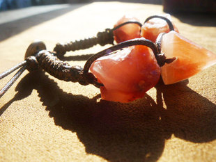 天然戈壁红玛瑙，原石复古铜，扣手工编织手链
