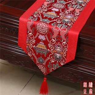古典桌旗盖布织锦缎茶几布艺中式美式欧式现代圆形餐桌布餐垫套装