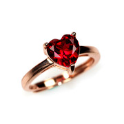 心型红宝石戒指女款指环日韩爱心形红色彩宝开口简约纯银镀玫瑰金