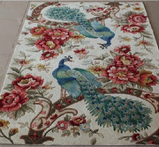 加密加厚纯羊毛手工地毯中式孔雀客厅茶几可地毯