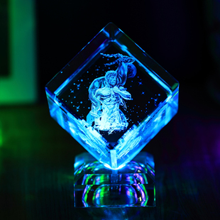 水晶魔方星座内雕十二座发光摆件创意新年送男女朋友生日礼物