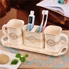 欧式创意陶瓷卫浴五件套浴室用品卫生间情侣牙刷杯漱口杯洗漱套装