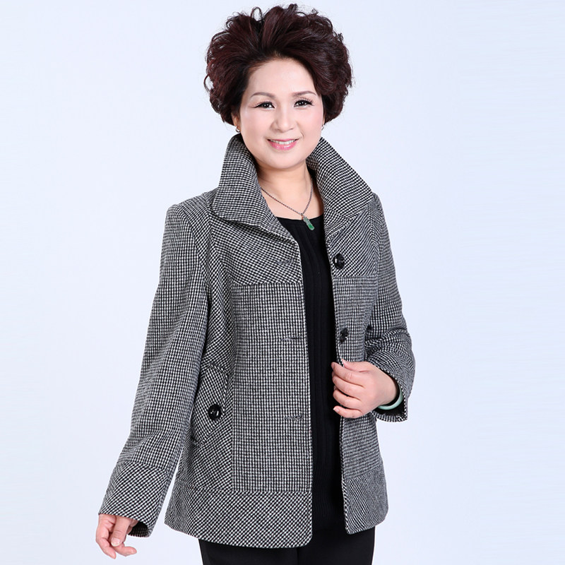 安盈彩中老年毛呢外套短款女老年人秋装妈妈装外套冬装长袖羊毛呢
