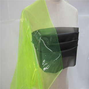 荧光黄PVC面料软胶防尘布料防雨布料水晶透明包 塑料布设计师彩色