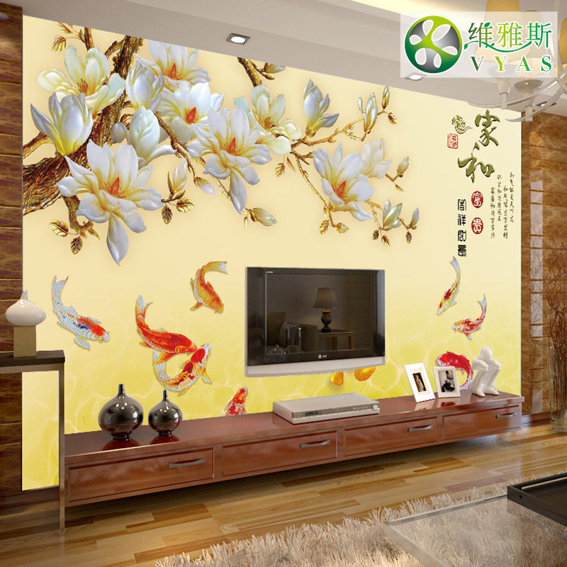 3d立体中式墙纸无缝电视背景墙壁纸影视墙纸壁画客厅卧室电视墙布
