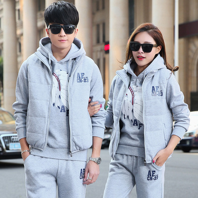 卫衣套装男冬季加绒加厚2016新款韩版潮流运动外套男装衣服秋冬装