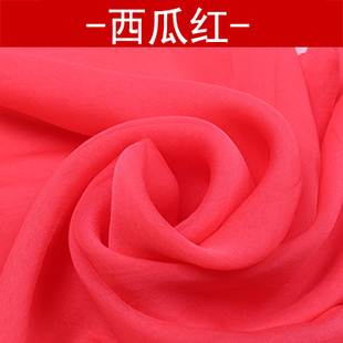 长款纯色真丝丝巾西瓜红色超大纱巾，薄款桑蚕丝围巾秋季防晒披肩