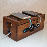 泰国实木插头电线收纳盒整理线盒插排集线盒电源插座充电线理线盒