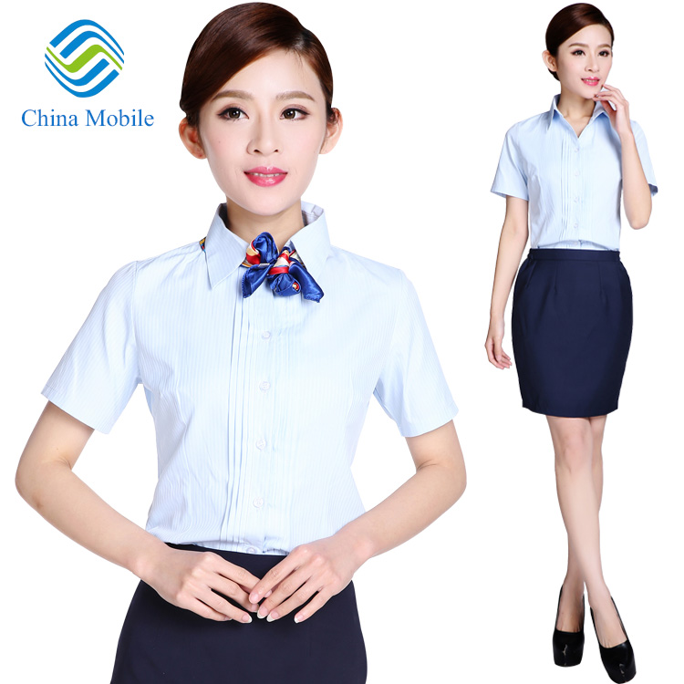 中国移动工作服 女新款移动公司蓝条纹短袖衬衫+裙夏制服套装衬衣|ruв категории Женская одежда, костюм/студенты школьную форму/обмундирования, профессионального женский костюм - от Buy2taobao.com для оказания профессиональной услуги покупки агента Taobao