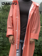 粉色连体雨衣长款全身外套加厚防水骑行单人电动徒步时尚拉链户外