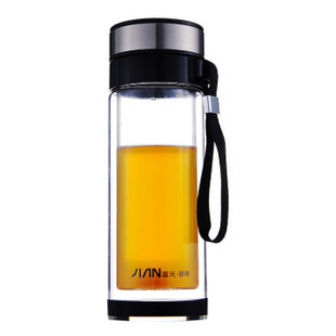 富光健牌双层水晶玻璃杯商务带盖创意过滤商务防烫茶杯XT001-280