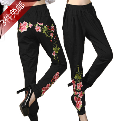 2016秋冬新款民族风女裤复古休闲裤百搭长裤