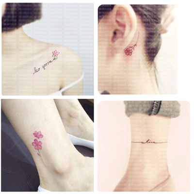 纹身贴防水 女持久韩国仿真英文花朵逼真手臂脚踝 可爱性感共50张
