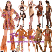 万圣节服装女成人 印第安人原始人cos 非洲土著人野人扮演表演服