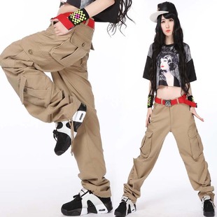 嘻哈hiphop街舞宽松多袋裤工装休闲女裤运动裤，街头滑板潮流女裤