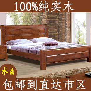 水曲柳实木床 全实木床双人床 卧室家具 高箱储物床 1.8米双人床