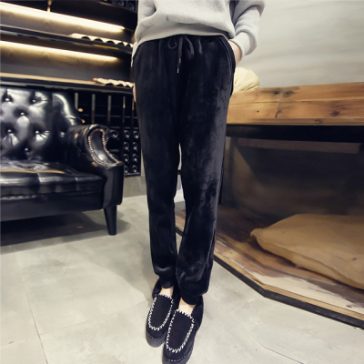 秋冬加绒厚哈伦裤金丝绒运动裤女束脚裤休闲小