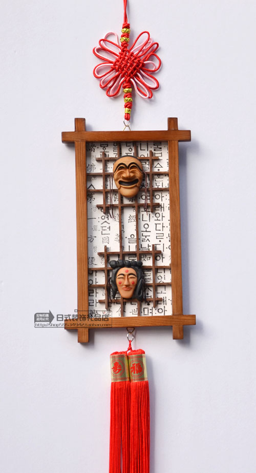 韓國原裝進口假面木窗框挂件/韓國料理店牆挂/倆人假面/HE-MK1007在類目 家居飾品, 壁飾中 - 來自Buy2taobao.com提供專業的淘寶代購服務