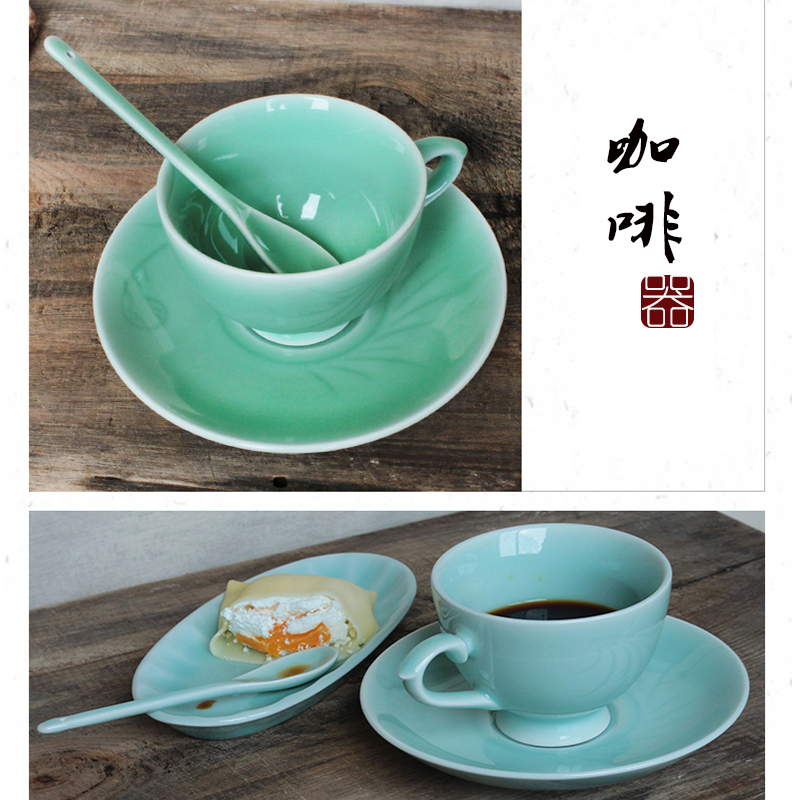 瓯江龙泉青瓷咖啡杯英式红茶杯欧式下午茶杯碟精品陶瓷咖啡具套装在类目 餐饮具, 咖啡器具, 咖啡杯中 - 来自Buy2taobao.com提供专业的淘宝代购服务