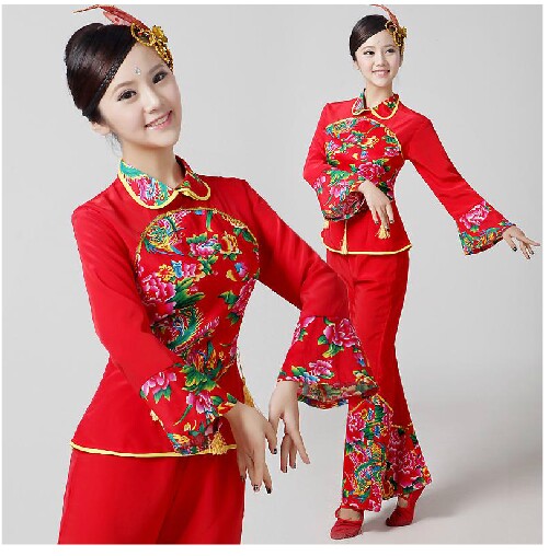 2015新款秧歌服张灯结彩贺新春民族秧歌广场舞蹈服装腰鼓演出服女