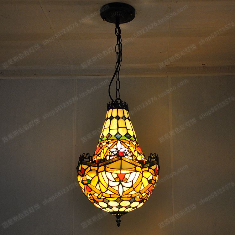 American style crystal series a chandelier Tiffany Aisle Colored glaze To fake something antique bar stairs Café Bar counter colour lamps and lanternsin the Decoration main material , Lamps , Chandelier category - from Buy2taobao.com to provide professional Taobao agent buy service