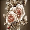 印花DMC十字绣 客厅卧室餐厅现代装饰画花卉 蝴蝶与玫瑰