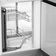 z-不锈钢厨房厨柜拉蓝置c物架，橱柜拐角左右开门小怪物转角拉篮.