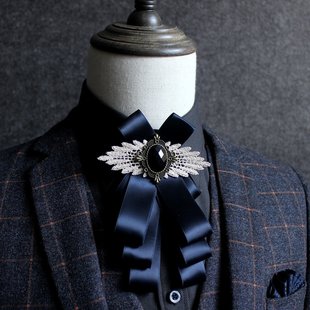 英伦正装商务男士领花多层蝴蝶结新郎伴郎结婚领结黑色领带