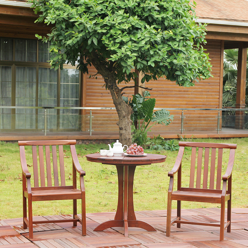 户外家具庭院休闲实木弧手方椅圆台组合露天花园走廊桌椅三件套