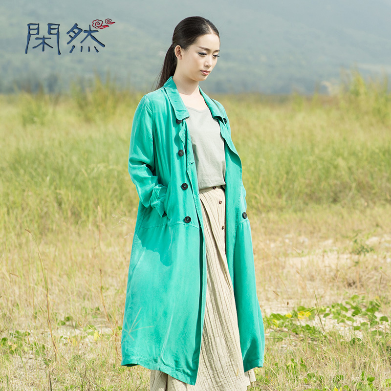 闲然 2019春季新款女装 文艺宽松中长款外套上衣纯色长袖百搭风衣|msdalam kategori Butik wanita / wanita, windbreaker - dari Buy2taobao.com untuk memberikan perkhidmatan ejen Taobao profesional membeli