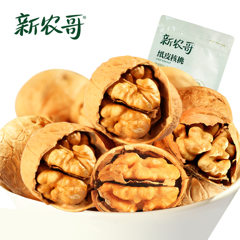 【天猫超市】新农哥坚果纸皮核桃418g  原味炒货 办公零食