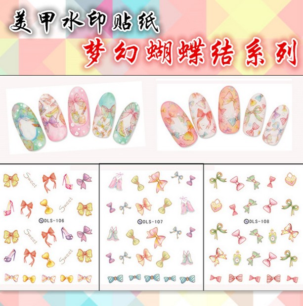 蒙齐齐 日系超薄水印美甲贴纸 光疗指甲油贴花 唯美梦幻蝴蝶结在类目 彩妆/香水/美妆工具, 指甲油/美甲产品(新), 指甲彩妆中 - 来自Buy2taobao.com提供专业的淘宝代购服务