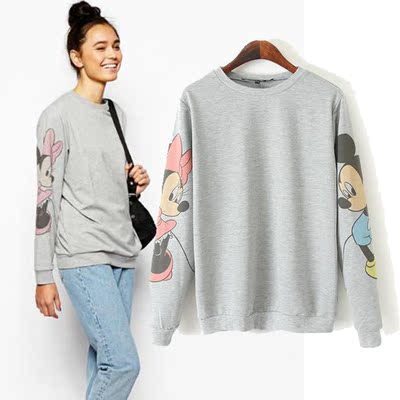 Loose sleeves fleece ASOS autumn new mickey pattern Europe and the United States sets the wind outside the women's singl