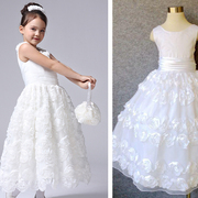 欧美外贸美国儿童装女童大牌，白色连衣裙礼服，裙摄影花童