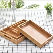 竹木托盘茶盘竹制长方形茶水杯托盘家用 日式木质餐盘面包盘