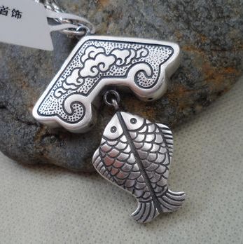 泰银990足银 手工银 正品祥云双鲤鱼跃龙门好运项吊坠5.9cm|ruв категории Украшения,ювелирные изделия, кулон/кулон - от Buy2taobao.com для оказания профессиональной услуги покупки агента Taobao