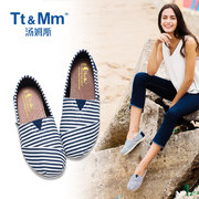 tt&mm汤姆斯女鞋，夏季薄款帆布鞋一脚蹬轻便懒人，软底休闲防滑布鞋