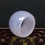 天然冰种白玉髓(白玉髓)扳指白玛瑙(白玛瑙)扳指男女，款指环白玉髓(白玉髓)戒指宽条