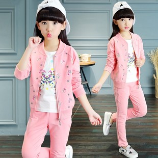 童装女童春装套装，2024三件套儿童秋季运动装韩版女孩大童衣服