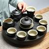 茗峰 禅风黑陶瓷功夫茶具套装整套黑釉侧把壶茶杯盖碗瓷器茶盘