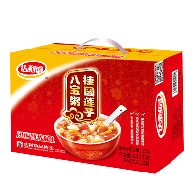 【天猫超市】达利园桂圆莲子八宝粥360g*12罐/箱速食礼盒早餐
