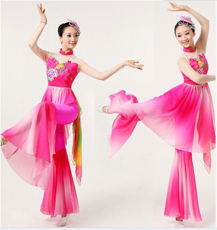 新款荷塘月色广场舞秧歌服扇子舞服饰彩色飘带