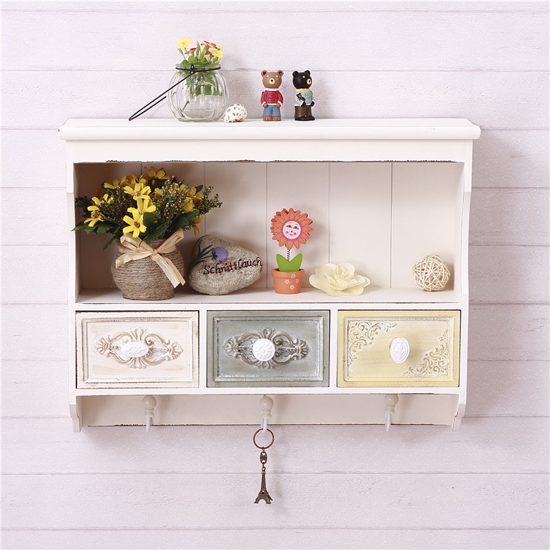 European style Retro white woodiness Countryside kitchen Wall hanging With drawers Shelf Entrance decorate Hanging cabinets Wall decoration Special Offerin the Home accessories , Mural category - from Buy2taobao.com to provide professional Taobao agent buy service