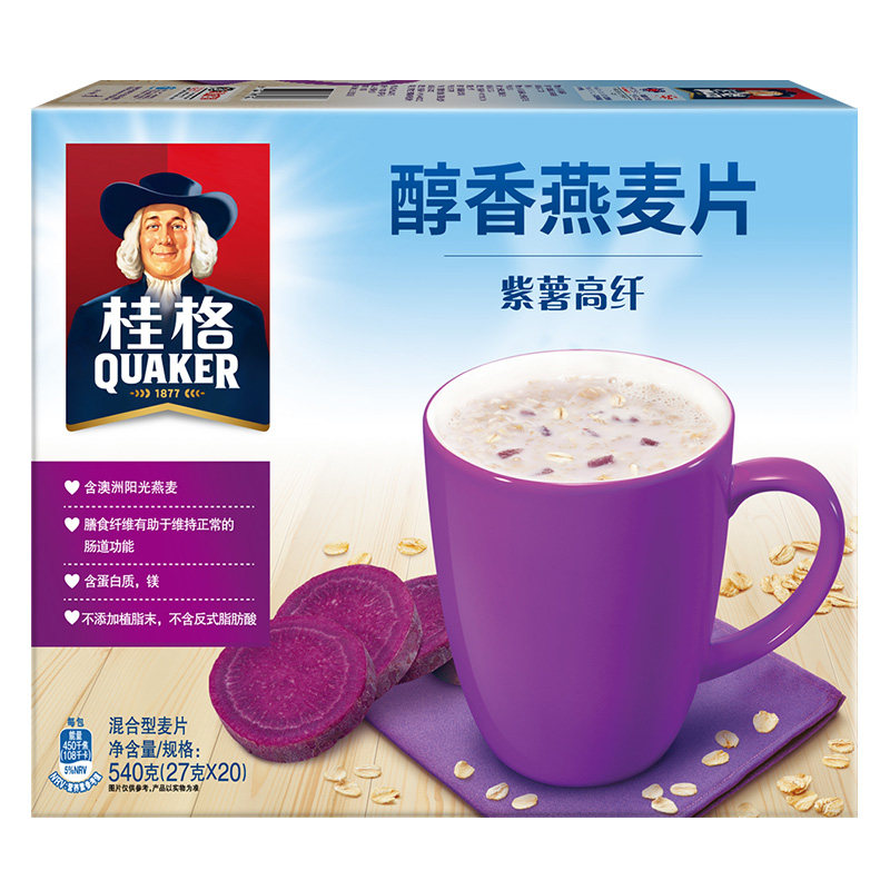 【天猫超市】桂格醇香燕麦片冲饮麦片紫薯高纤味540g 美味早餐