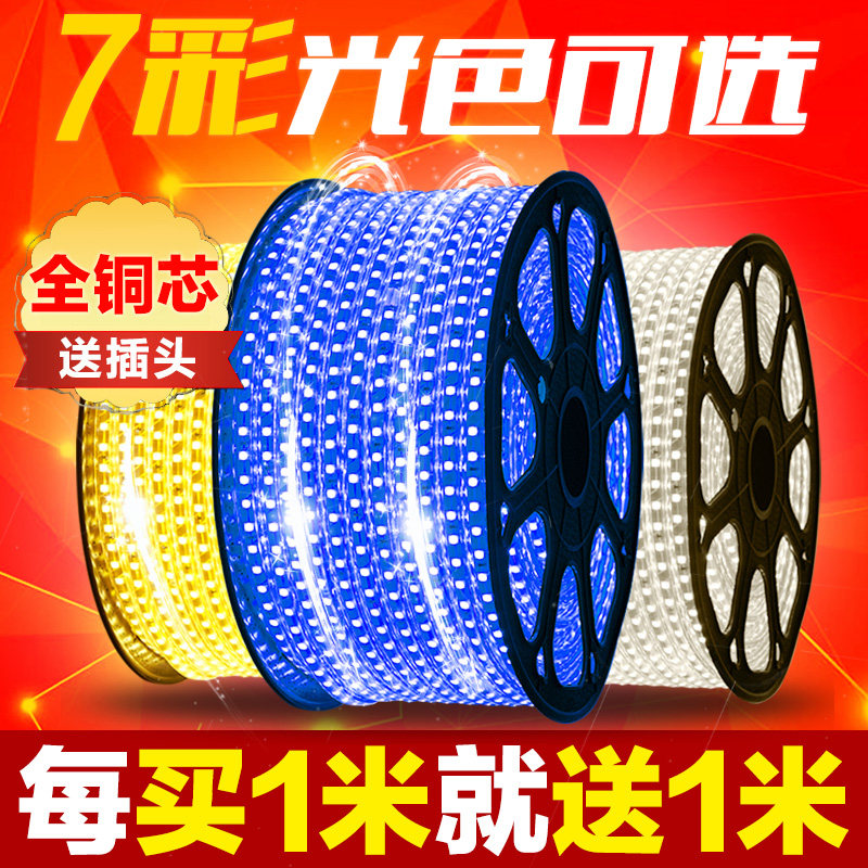 TEP LED灯带5050软灯条3014客厅高亮吊顶彩色防水光带七彩线灯带