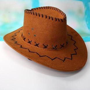 遮阳帽男夏季大檐仿皮牛仔帽，旅游帽男女通用沙滩，帽表演帽子凉帽