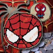 一件十字绣零钱包小皮夹卡通L020蜘蛛侠亚麻色底布