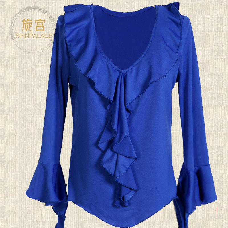 中老年广场舞套装 服装新款 春夏中长袖舞蹈服 恰恰拉丁舞上衣女