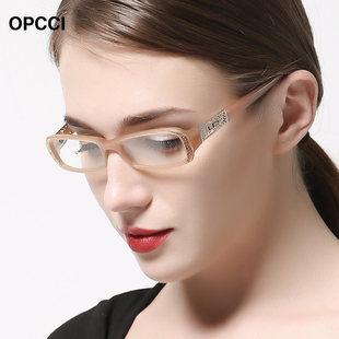 板材眼镜框可配镜片近视有度数镜 架女透明小框气质小脸光学眼睛