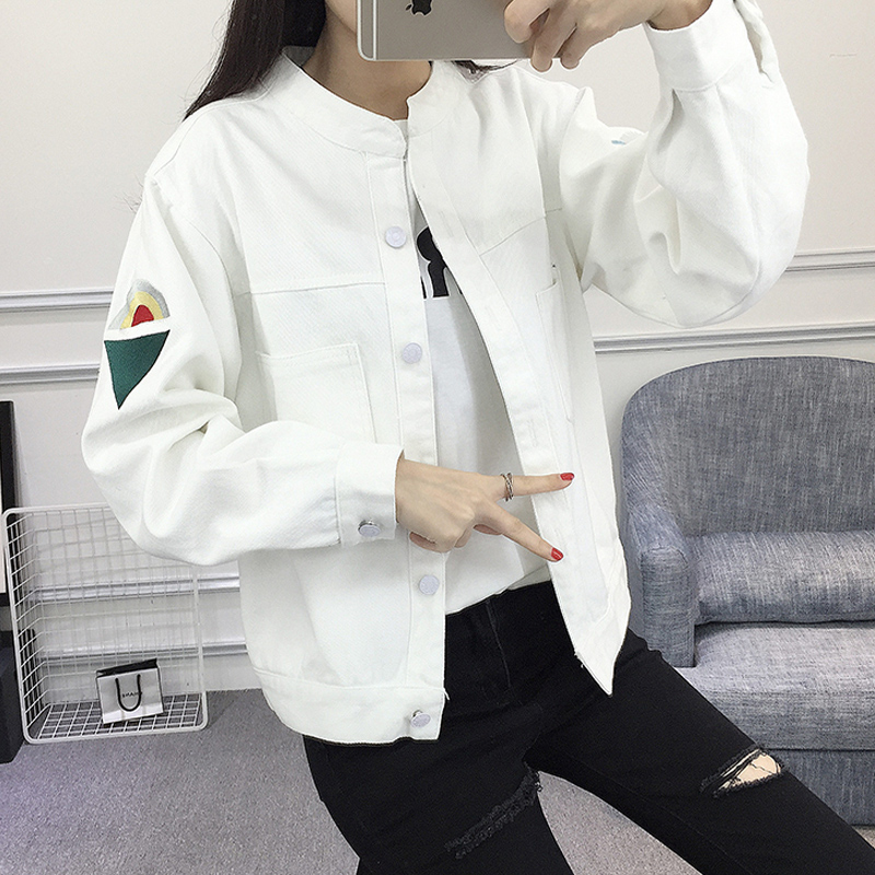 春季白色牛仔外套女宽松春秋刺绣夹克韩版学生百搭bf短款牛仔衣服|ruв категории Женская одежда, короткое пальто - от Buy2taobao.com для оказания профессиональной услуги покупки агента Taobao